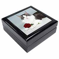 Gorgeous Cat with Red Rose Keepsake/Jewellery Box