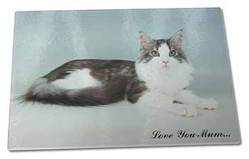 Large Glass Cutting Chopping Board Maine Coon Cat 