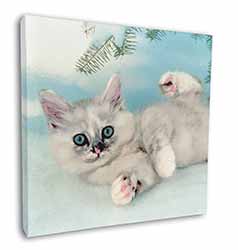 Tiffanie Kitten, Tiffany Cat Square Canvas 12"x12" Wall Art Picture Print