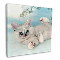 Tiffanie Kitten, Tiffany Cat Square Canvas 12"x12" Wall Art Picture Print