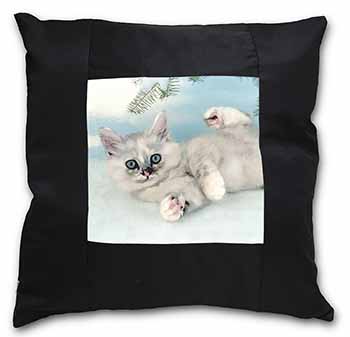 Tiffanie Kitten, Tiffany Cat Black Satin Feel Scatter Cushion