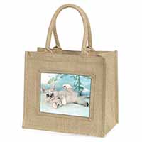 Tiffanie Kitten, Tiffany Cat Natural/Beige Jute Large Shopping Bag