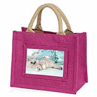 Tiffanie Kitten, Tiffany Cat Little Girls Small Pink Jute Shopping Bag