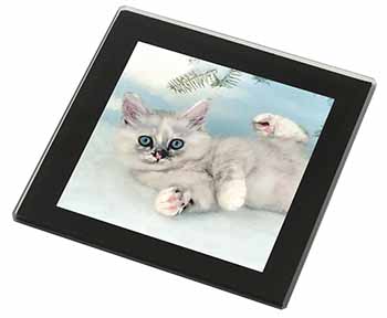Tiffanie Kitten, Tiffany Cat Black Rim High Quality Glass Coaster