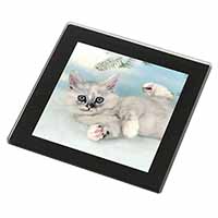 Tiffanie Kitten, Tiffany Cat Black Rim High Quality Glass Coaster