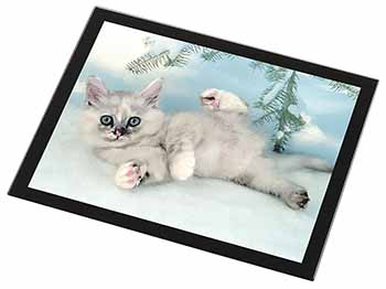Tiffanie Kitten, Tiffany Cat Black Rim High Quality Glass Placemat