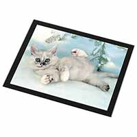 Tiffanie Kitten, Tiffany Cat Black Rim High Quality Glass Placemat