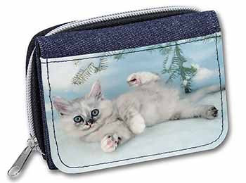 Tiffanie Kitten, Tiffany Cat Unisex Denim Purse Wallet