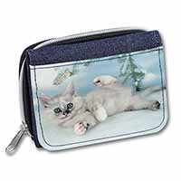 Tiffanie Kitten, Tiffany Cat Unisex Denim Purse Wallet