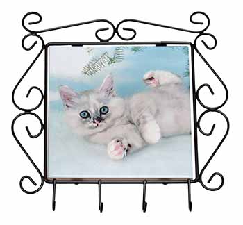 Tiffanie Kitten, Tiffany Cat Wrought Iron Key Holder Hooks