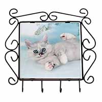 Tiffanie Kitten, Tiffany Cat Wrought Iron Key Holder Hooks