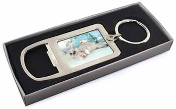 Tiffanie Kitten, Tiffany Cat Chrome Metal Bottle Opener Keyring in Box