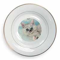 Tiffanie Kitten, Tiffany Cat Gold Rim Plate Printed Full Colour in Gift Box