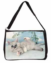 Tiffanie Kitten, Tiffany Cat Large Black Laptop Shoulder Bag School/College