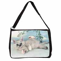 Tiffanie Kitten, Tiffany Cat Large Black Laptop Shoulder Bag School/College