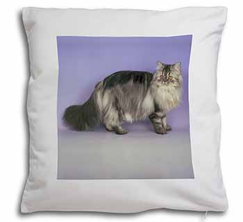 Silver Grey Persian Cat Soft White Velvet Feel Scatter Cushion