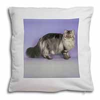 Silver Grey Persian Cat Soft White Velvet Feel Scatter Cushion - Advanta Group®