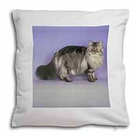 Silver Grey Persian Cat Soft White Velvet Feel Scatter Cushion