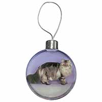 Silver Grey Persian Cat Christmas Bauble