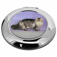 Silver Grey Persian Cat Make-Up Round Compact Mirror