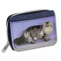 Silver Grey Persian Cat Unisex Denim Purse Wallet