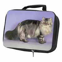 Silver Grey Persian Cat Black Insulated School Lunch Box/Picnic Bag