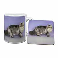 Silver Grey Persian Cat Mug and Coaster Set - Advanta Group®