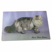 Large Glass Cutting Chopping Board Persian Cat 