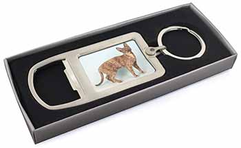 Cornish Rex Cat Chrome Metal Bottle Opener Keyring in Box