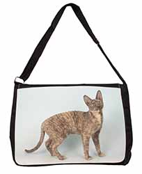 Cornish Rex Cat Large Black Laptop Shoulder Bag School/College