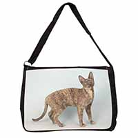 Cornish Rex Cat Large Black Laptop Shoulder Bag School/College