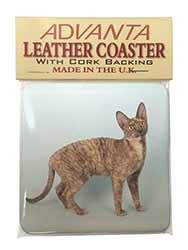 Cornish Rex Cat Single Leather Photo Coaster