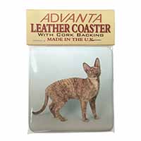 Cornish Rex Cat Single Leather Photo Coaster