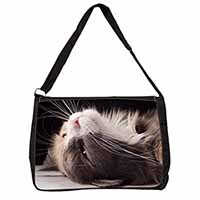 Cat in Ecstacy Large Black Laptop Shoulder Bag School/College