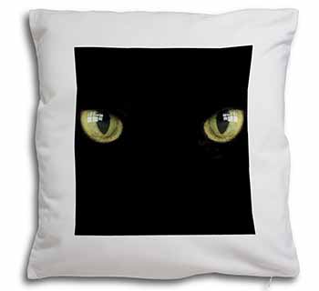 Black Cats Night Eyes Soft White Velvet Feel Scatter Cushion