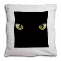 Black Cats Night Eyes Soft White Velvet Feel Scatter Cushion