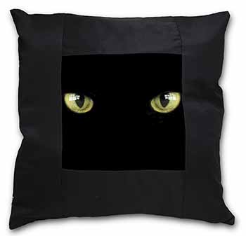 Black Cats Night Eyes Black Satin Feel Scatter Cushion