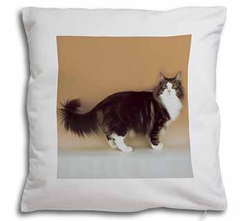 Norwegian Forest Cat Soft White Velvet Feel Scatter Cushion