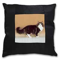 Norwegian Forest Cat Black Satin Feel Scatter Cushion