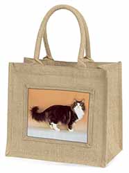 Norwegian Forest Cat Natural/Beige Jute Large Shopping Bag