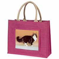 Norwegian Forest Cat Large Pink Jute Shopping Bag