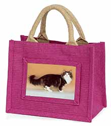 Norwegian Forest Cat Little Girls Small Pink Jute Shopping Bag