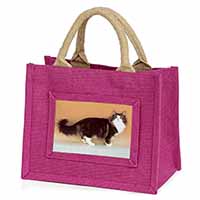 Norwegian Forest Cat Little Girls Small Pink Jute Shopping Bag