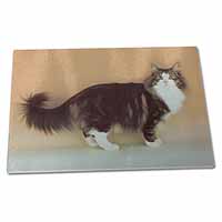 Large Glass Cutting Chopping Board Norwegian Forest Cat