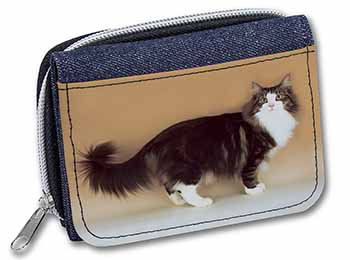 Norwegian Forest Cat Unisex Denim Purse Wallet