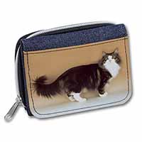 Norwegian Forest Cat Unisex Denim Purse Wallet