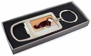 Norwegian Forest Cat Chrome Metal Bottle Opener Keyring in Box