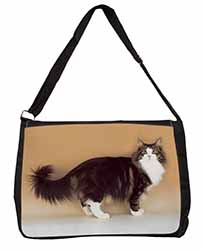 Norwegian Forest Cat Large Black Laptop Shoulder Bag School/College