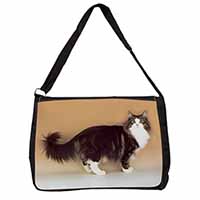 Norwegian Forest Cat Large Black Laptop Shoulder Bag School/College