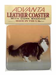 Norwegian Forest Cat Single Leather Photo Coaster